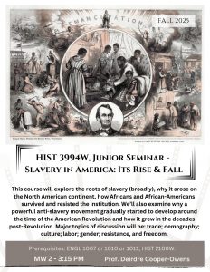 Flier advertising History 3994W, Junior Seminar class.
